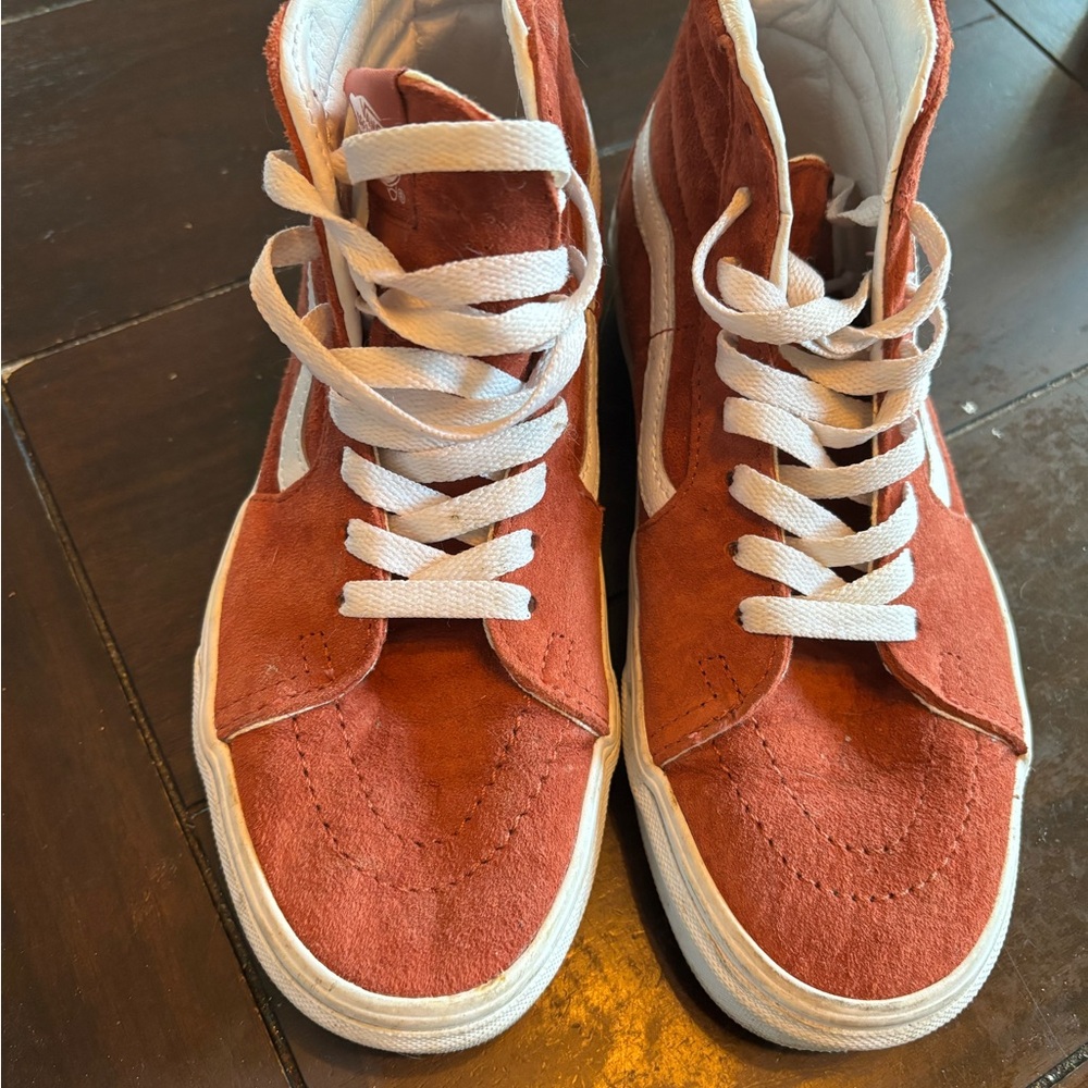 High-Top Sneakers in Rust and White